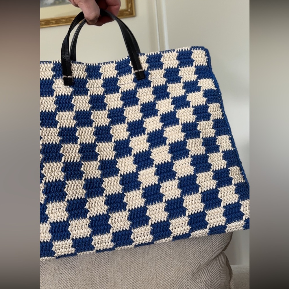 Clare V summer tote Blue checkered